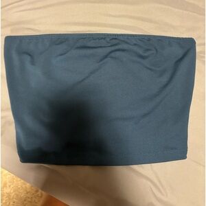 cropped dark blue tube top